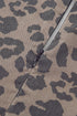 Brown Denim Leopard Printed Short Puff Sleeve Mini Dress